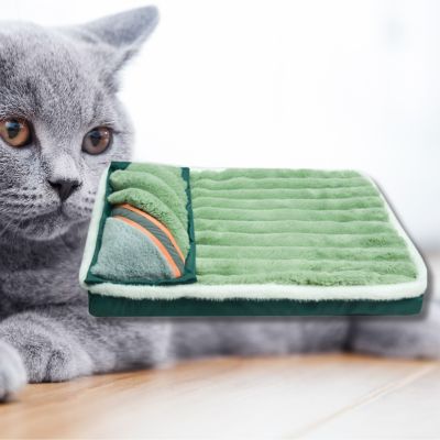 Coussin-pour-chat-avec-oreiller-couleur-vert