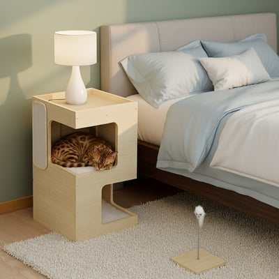 arbre à chat en bois ninook variante clair