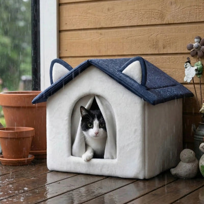cabane pour chat exterieur axtas sur terrasse