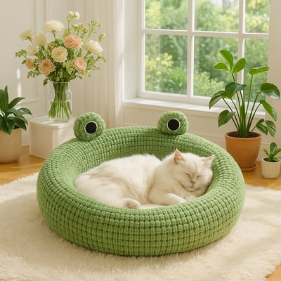 chat panier kaniste variante 60cm un chat blanc dort dedans