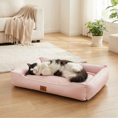 grand panier pour chat soulaf variante rose avec chat