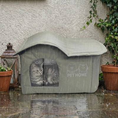 maison pour chat extérieur podiza sous la pluie