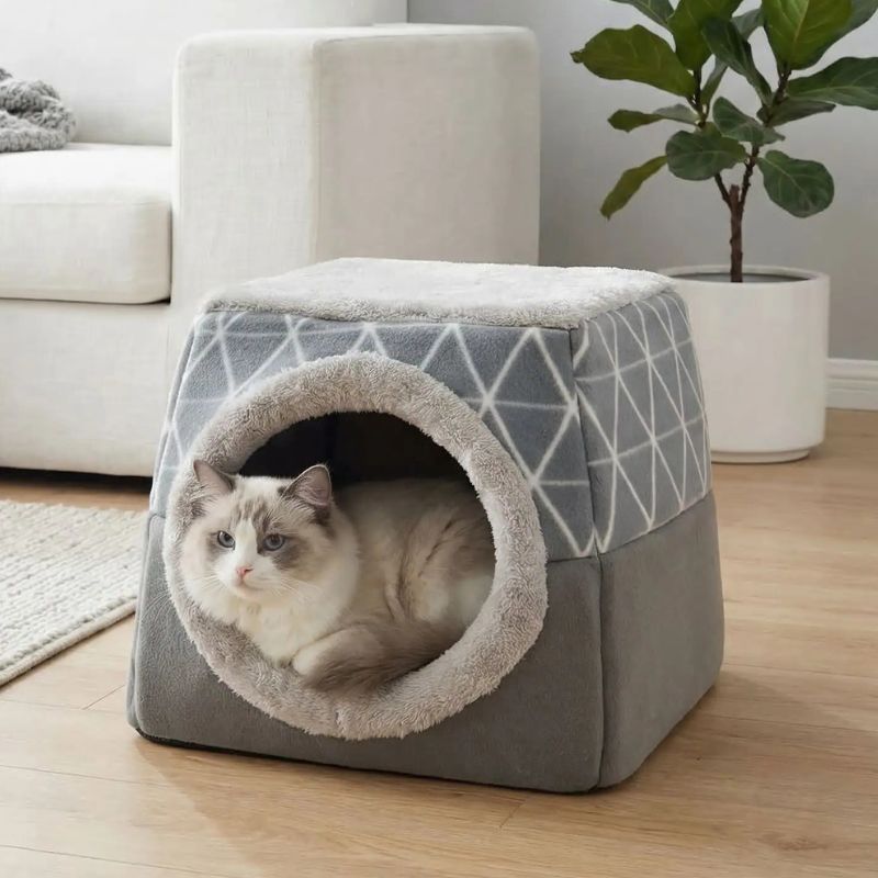 maisonnette pour chats hofika gris