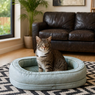 variante-lit-pour-chat-calypo-bleu-avec-chat-gouttiere-dedans