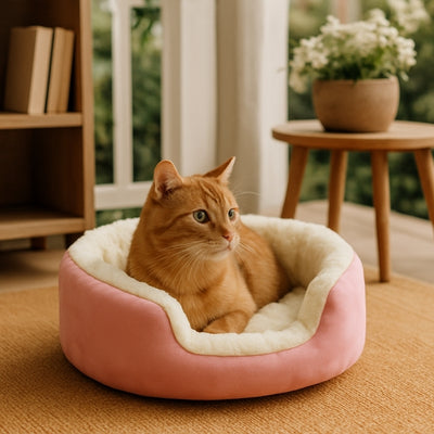 variante rose du panier pour chat ikaoz chat regarde