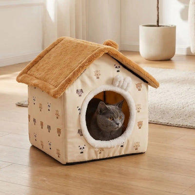 abri chat croumy beige avec chat