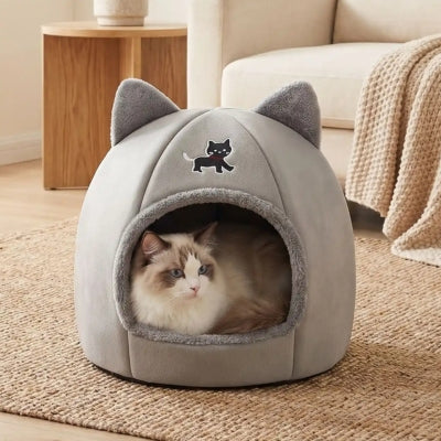 abri chaton ticham gris