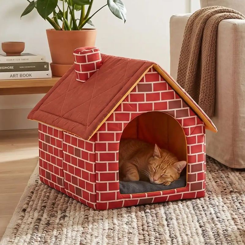 abri pour chat brikou et son chat qui dort