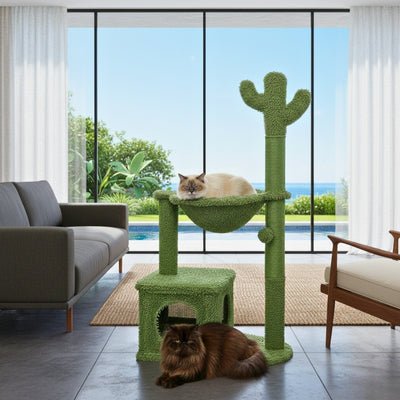 arbre a chat cactus cactalus avec deux chats