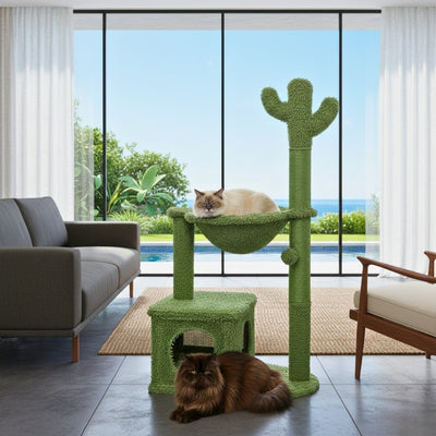 arbre a chat cactus cactalus avec deux chats
