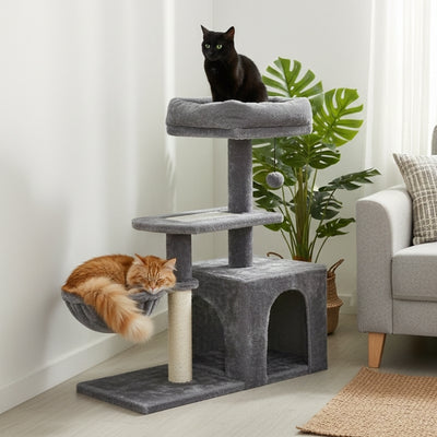 arbre a chat cylber deux chats se reposent