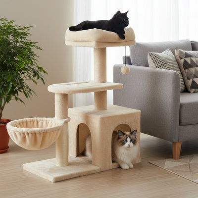 arbre a chat cylber deux chats sommeillent