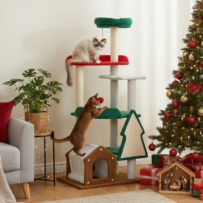 arbre a chat design festos avec deux chats noel sapin