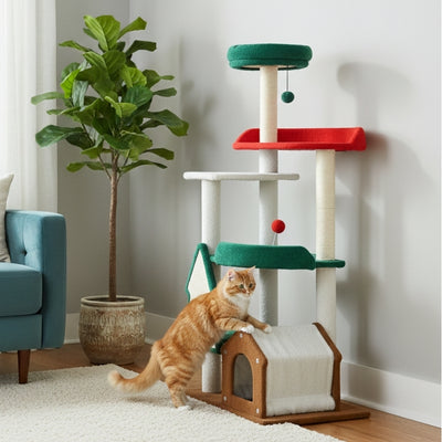 arbre a chat design festos avec un chat salon