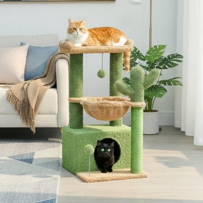 arbre-à-chat-design-polace-variante-beige-vert-cactus