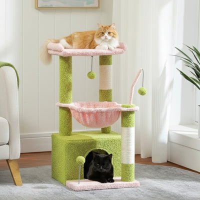 arbre à chat design polace variante rose vert girly
