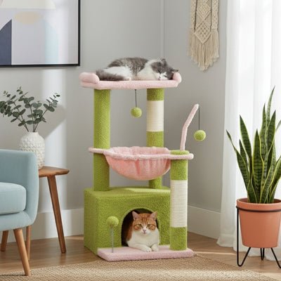 arbre à chat design polace variante rose vert