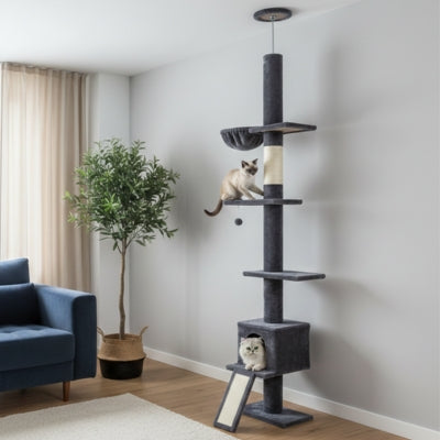 arbre à chat falios avec chats variante gris fonce