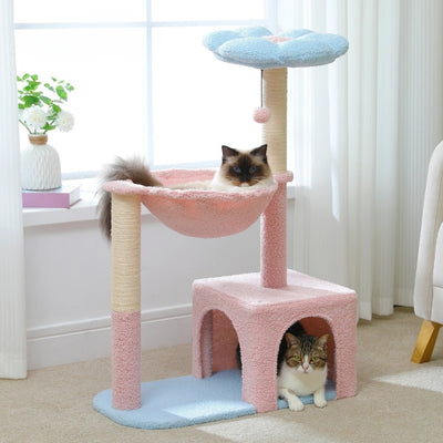 arbre a chat fleur karzon variante bleu et rose