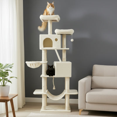 arbre à chat fonox variante beige avec chats