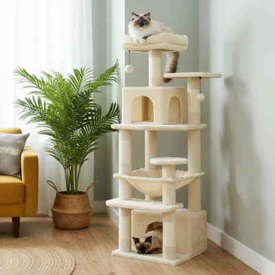 arbre à chat lantix variante beige avec deux chats