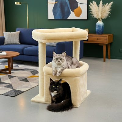 arbre à chat pour maine coon motaf variante beige avec deux chats