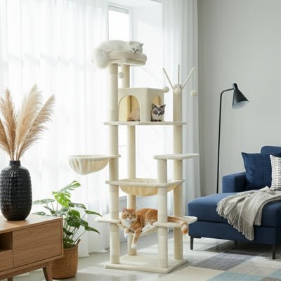 arbre à chat xxl binola variante beige avec chats