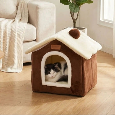 cabane a chat helicha marron