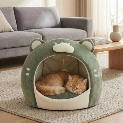 cabane a chats chatix vert avec chat