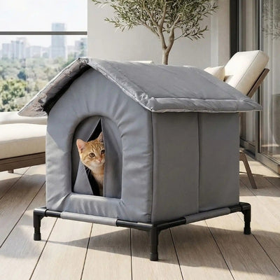 cabane chat extérieur cachix sur balcon