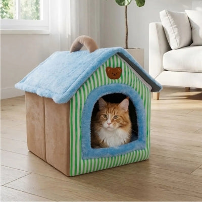 cabane chat novoria avec chat roux