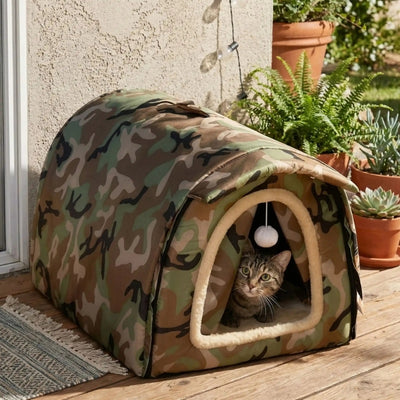 cabane exterieur pour chat lunext sur terrasse