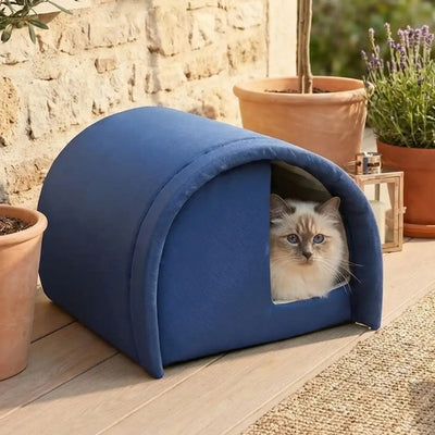 cabane extérieure pour chat demilu couleur bleu