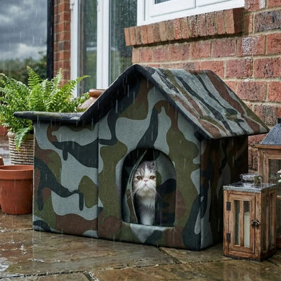 cabane pour chat extérieur camext sous la pluie