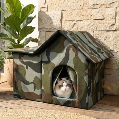 cabane pour chat extérieur camext sur terrasse