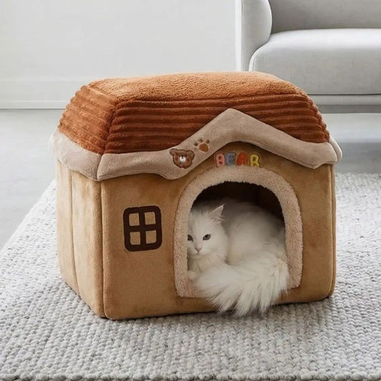cabane pour chats jaluria avec chat blanc