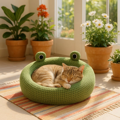 chat panier kaniste variante 50cm avec-chat dormant dessus