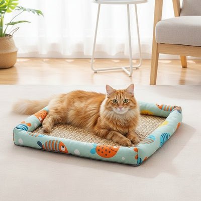 chat roux dans son tapis rafraichissant chat félime