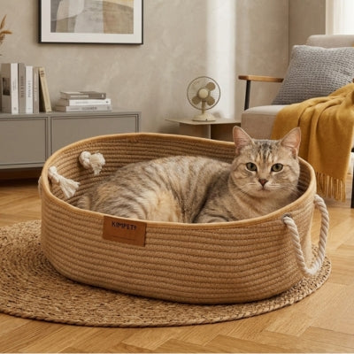 corbeille pour chat finizi avec un chat