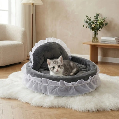 couffin chaton pausif variante gris avec chat