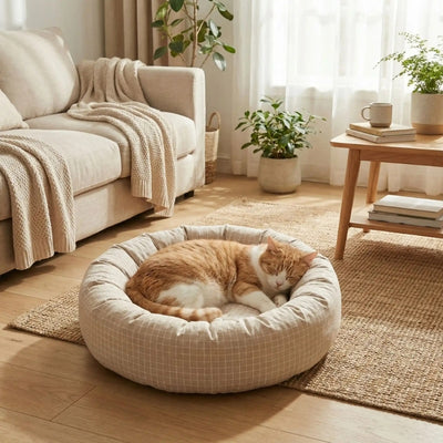 couffin pour chat jandol variante beige avec chat
