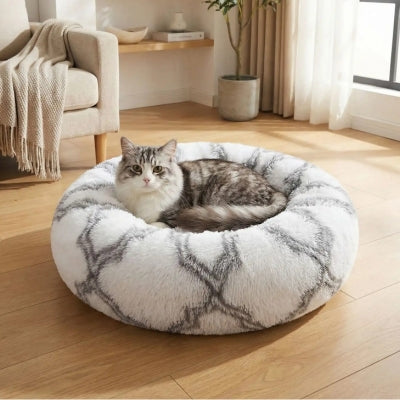 couffin pour chat siestos variante marbré blanc gris