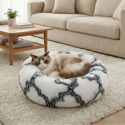 couffin pour chat siestos variante marbré blanc noir