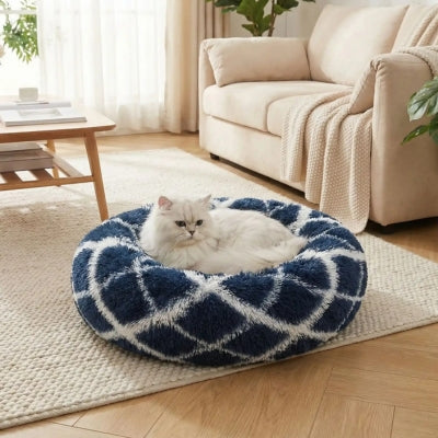 couffin pour chat siestos variante marbré bleu blanc