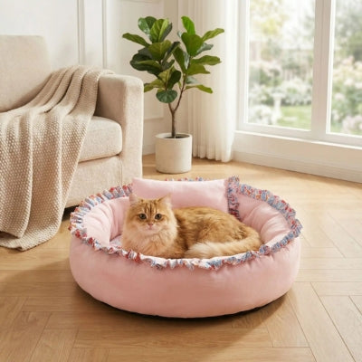 couffin pour chaton findor variante rose avec chat