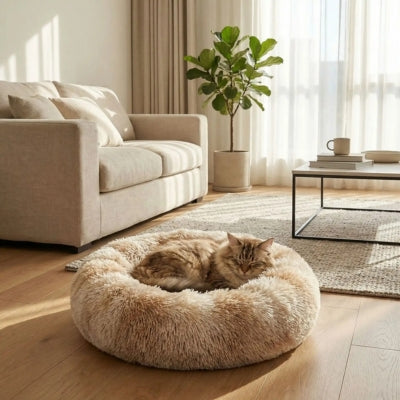 couffins pour chats doubo variante beige avec chat