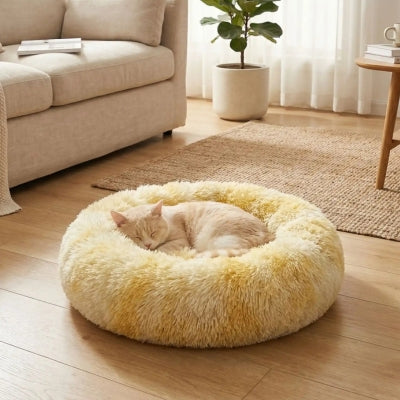 couffins pour chats doubo variante jaune avec chat