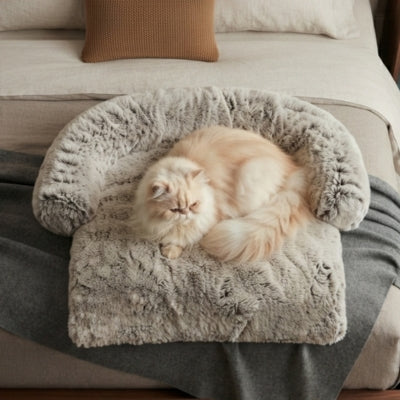 coussin à chat cosmau blanc et café