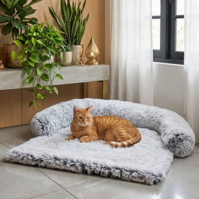 coussin à chat cosmau blanc et gris