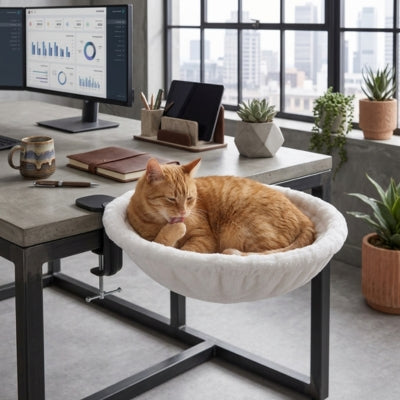 hamac pour chats makio sur bureau